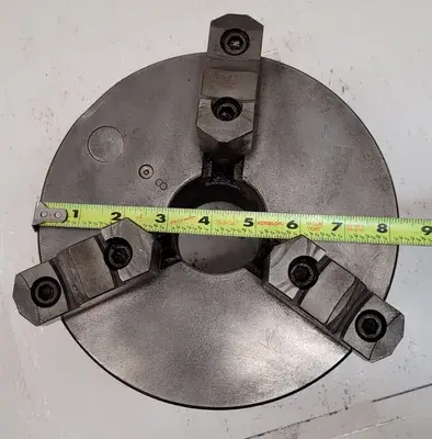 8-1/4" DIAMETER, 3 JAW LATHE CHUCK WITH 2.25" THROUGH HOLE AND D1-6 MOUNT TYPE