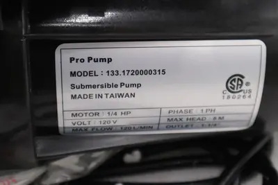 PRO PUMP Submersible Pump 1/4 HP 120 Volt 133.1720000315 STOCK H417