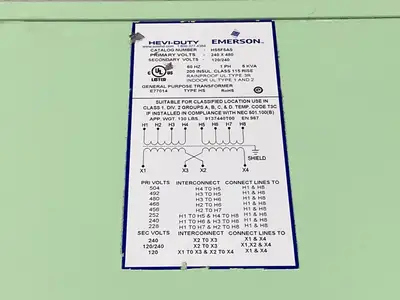 New | in-Stock Emerson Transformer 1-Phase 240-480VAC 120/240VAC 60Hz 5kVA Distribution Transformers Michigan US | Maverick Industrial Sales #1402371
