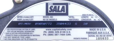 NEW SALA 3504433 ULTRA LOK SELF-RETRACTING LIFELINE GALVANIZED 20'