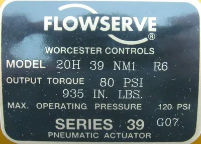 NEW FLOWSERVE 20H-39-NM1-R6 PNEUMATIC ACTUATOR SERIES 39 20H39NM1R6