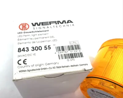 New | in-Stock WERMA 843 300 55 Permanent LED Light Beacon Element 24VAC/DC Yellow Light Sources / LED Michigan US | Maverick Industrial Sales #1461078