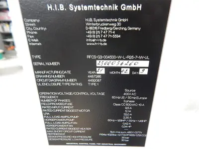 Used H.I.B. SYSTEMTECHNIK RFCS-G3-004500-W-L-R25-7-IW-UL Chillers Texas US | Aucto #1307117