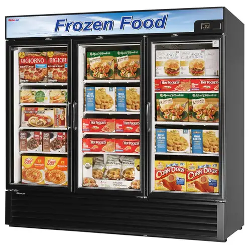 Turbo Air TGF-72FB-N 81 7/8" Three Section Display Freezer w/ Swing Doors - Bottom Mount Compressor, Black, 115v