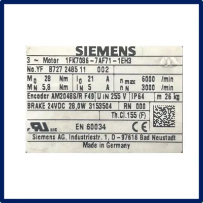 USED SIEMENS SERVO MOTOR