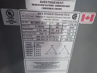 Used REX BC30H1B/Z3 Transformers Ohio US | HGR 24 #895316