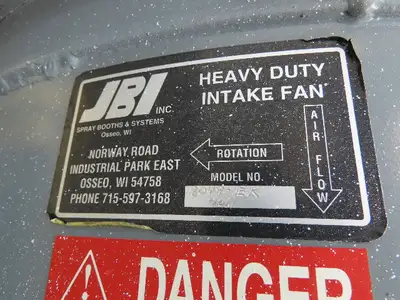JBI 8049-EK Tubeaxial Fan 34" Belt Drive 5 Hp Motor 230/460V Intake 6 Blade
