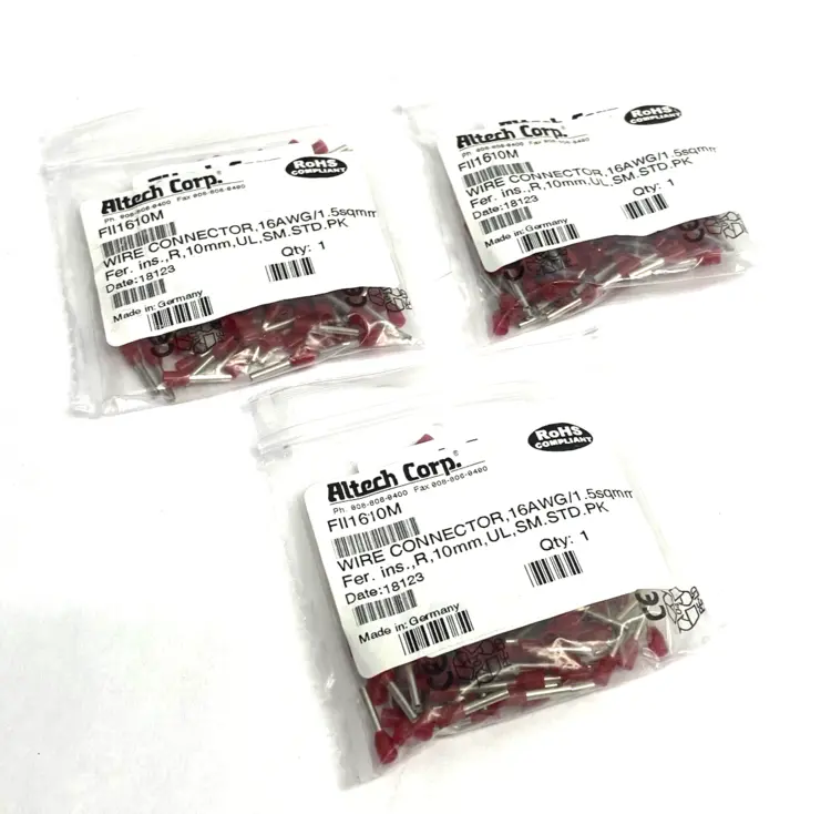 New | in-Stock Altech Insulated Crimp Terminal 16AWG/1.5sqmm 100-PACK, LOT OF 3 Electrical Fittings Michigan US | Maverick Industrial Sales #1390886