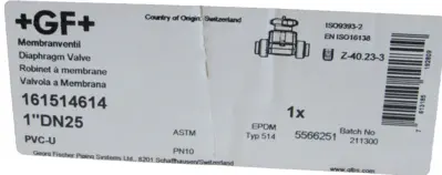NEW GEORG FISHER 161514614 DIAPHRAGM VALVE 1" DN25