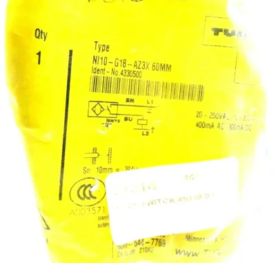 NEW TURCK ELEKTRONIK NI10-G18-AZ3X-60MM PROXIMITY SWITCH NI10G18AZ3X60MM
