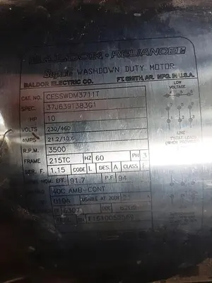 Pump, Centrif., 10 HP, 316 S/st, Jensen Sanitary, 3" In #S743036