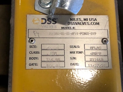 6" DSS Valves  Pneumatic Knife Gate Valve, New Storeroom Spare
