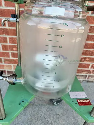Used CHEMGLASS 20 LITER JACKETED GLASS REACTOR W/ STAND, IMPELLER Reactors California US | Equipment Lab #1394845