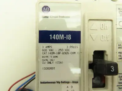 Allen Bradley 140M-I8P-B30S-CXM Motor Circuit Protector Breaker 3P 3A 3PH 600VAC