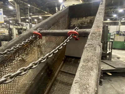 20' LONG X 24” WIDE STEEL BELT POWERED INCLINED PARTS CONVEYOR: STOCK #20816