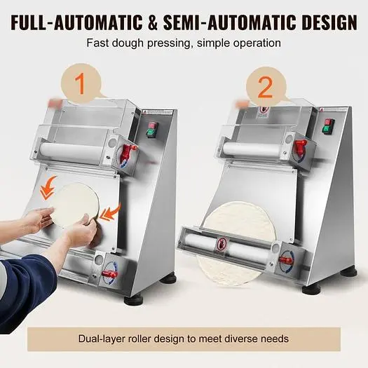 Pizza Dough Roller Sheeter, adjustable  3"  to 15" Inch Automatic Commercial Pizza Press