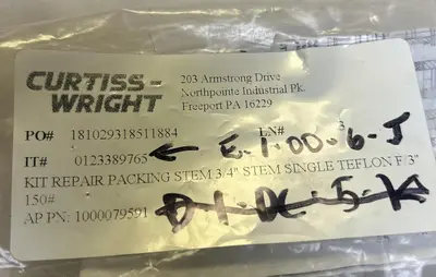 New | in-Stock CURTISS WRIGHT 1000079591 Seals & Gaskets Ohio US | Surplus Asset Holdings #1246998