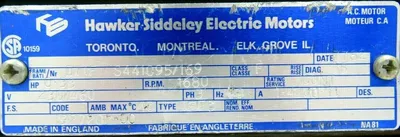 NEW HAWKER SIDDELEY ELECTRIC 1927202-00 MOTOR 1680 RPM .33HP 192720200