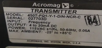 NEW ACROMAG 450T-FQ1-Y-1-DIN-NCR-C MASS FLOW TRANSMITTER 450TFQ1Y1DINNCRC