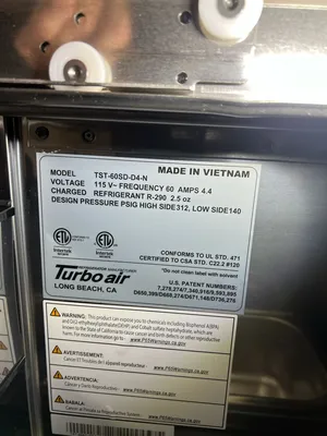 Used Turbo Air Used Turbo Air TST-60SD-D4-N 60" 4 Drawer Refrigerated Sandwich Prep Table 120V - WO1 Food Prep Tables Illinois US | Falcon Restaurant Supply #1375346