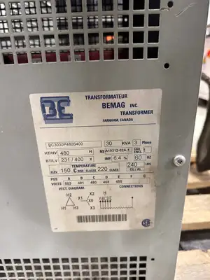 30 KVA - 480V to 231/400V 3 Phase Isolated Transformer