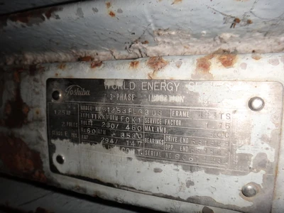 Toshiba 125 hp, 3530 rpm, electric motor