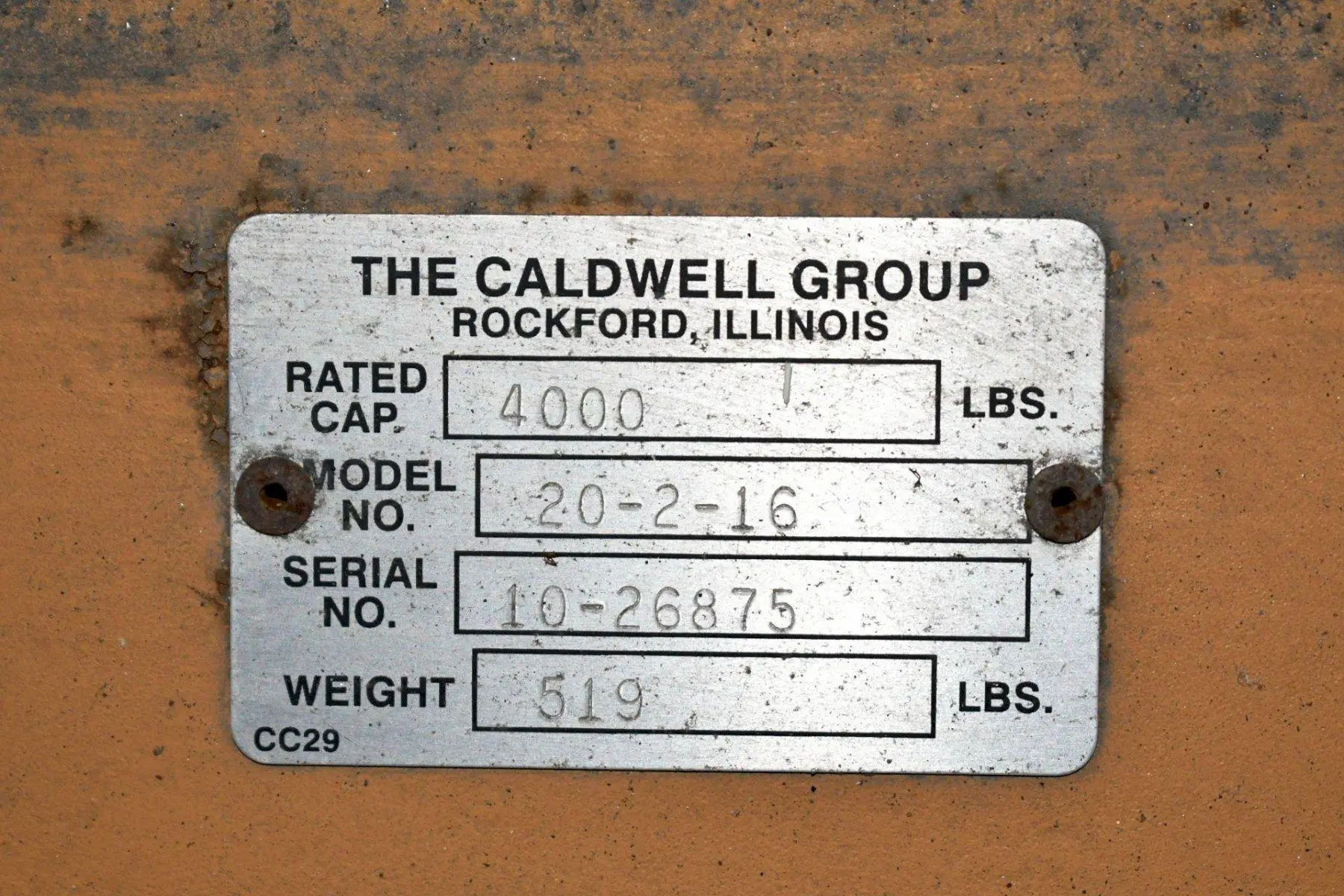 4,000 LBS X 16' CALDWELL MODEL #20-2-16 SPREADER BAR: YOBRO #24131