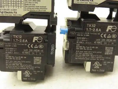 Fuji SK12L Motor Starter Contactor 5.5kW 600V & Overload 1.7-2.6A Lot of 2