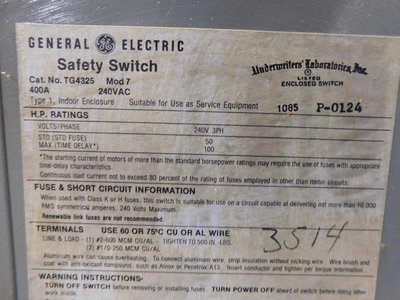 Used GE 7 Disconnects Ohio US | Equipment Recovery Corp. #1331245