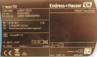 NEW ENDRESS HAUSER 6AAB50-1CD0/0 FLOW METER 6AAB50-AADBCADSAA12K 6AAB501CD00