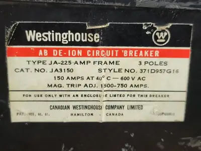 USED WESTINGHOUSE JA3150