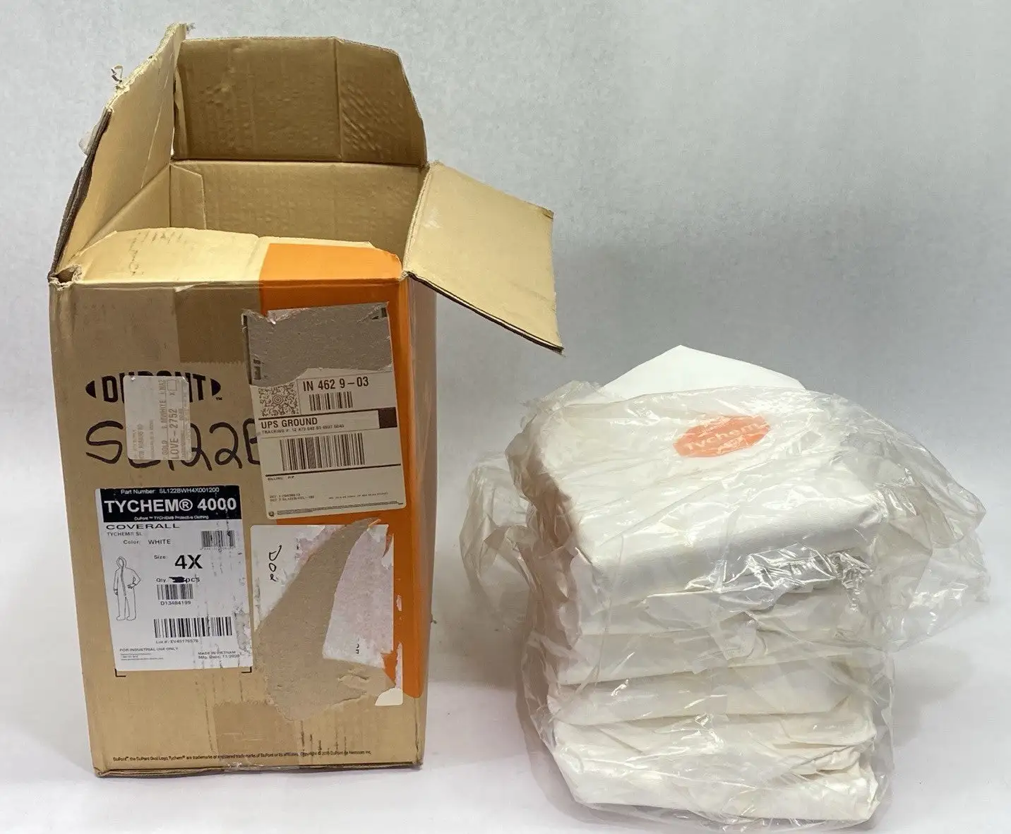 USED DUPONT TYCHEM SAFESPEC 4000 WHITE SIZE 4X LOT OF 5