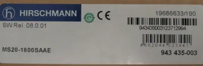 NEW HIRSCHMANN MS20-1600SAAE ETHERNET SWITCH BACKPLANE MS201600SAAE