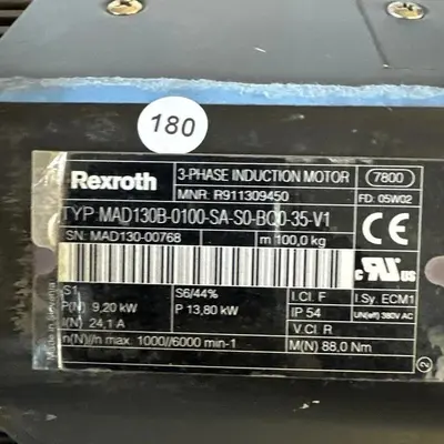 Rexroth R911309450 Used Servo 3ph Induction Motor MAD130B-0100-SA-S0-BQ0-35-N1