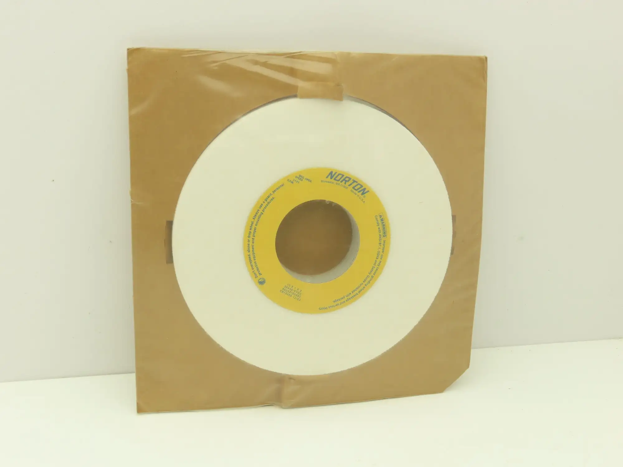 Norton 66253160895 White Grinding Wheel 10"OD x 1"W x 3"ID 2485 RPM 38A46-KVBE