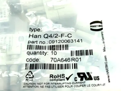 New | in-Stock HARTING Q4/2-F-C Electrical Fittings Michigan US | Maverick Industrial Sales #1468169