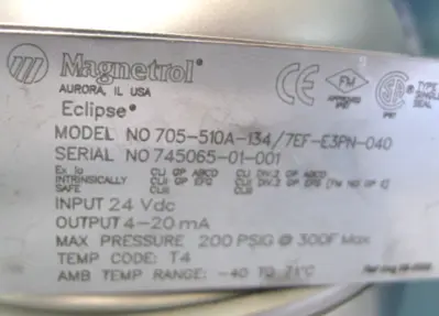 USED Magnetrol 705-510A-134/7EF-E3PN-040