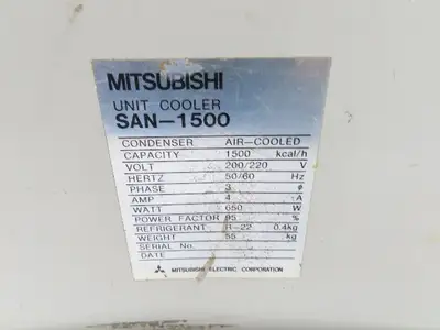 Mitsubishi SAN-1500 Chiller Unit Cooler 220V 3Ph 1500 kcal/h R-22 Air Cooled