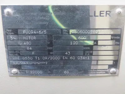 Used PILLER FU094-6/5 A.C. Motors Texas US | Aucto #1307140