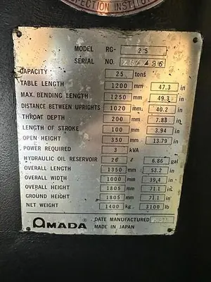 USED AMADA RG-25