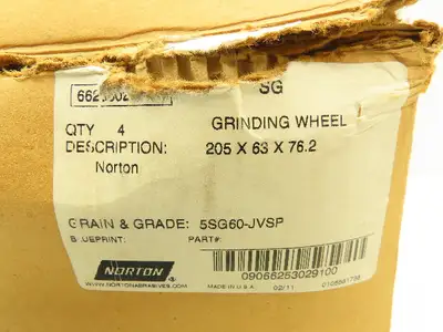 Norton 5SG60-JVSP Grinding Wheel 60 Grit  205x63x76.2mm