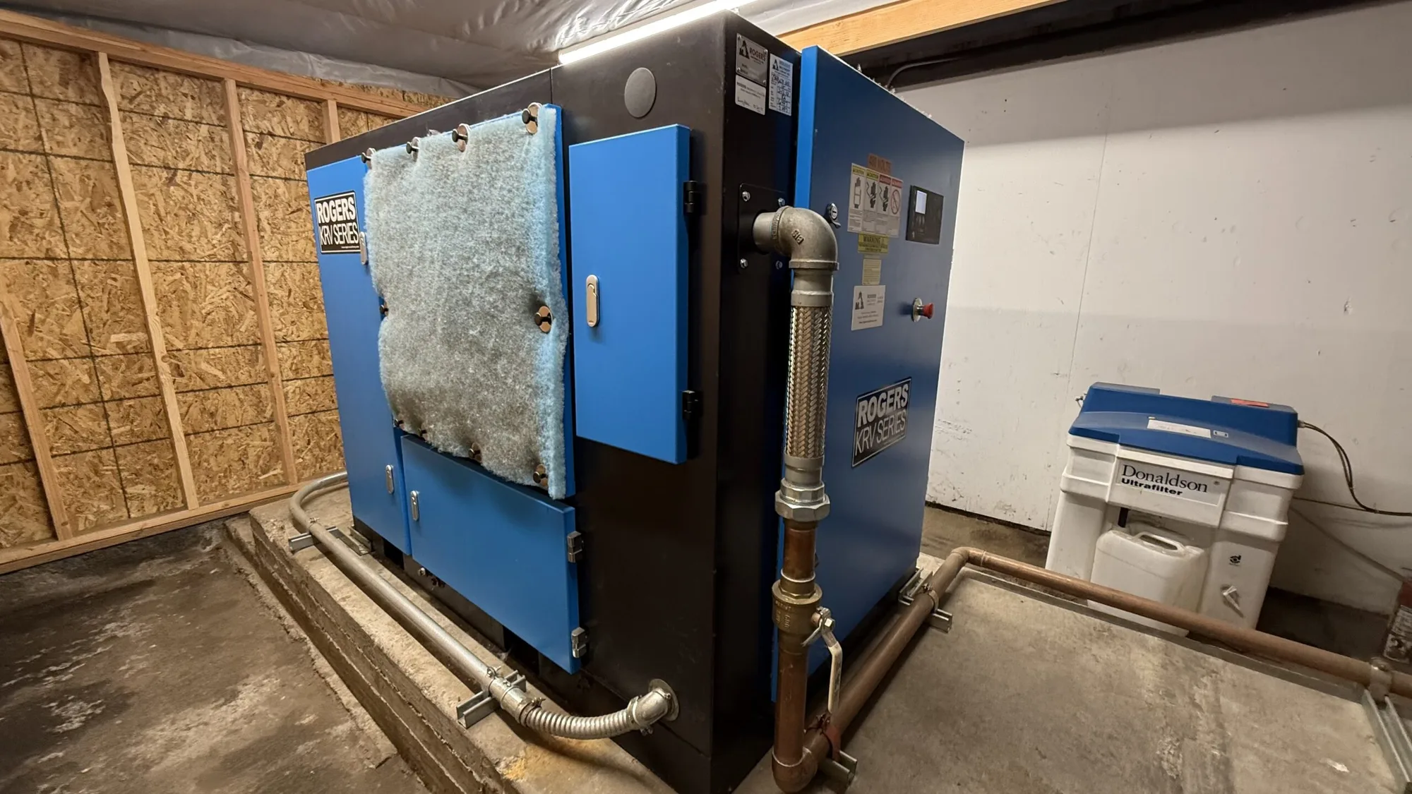 Rogers Air Compressor K-75-125 W/ Enclosure – 2 Vertical 500 Gallon Air Receivers & Hankison Air Dryer