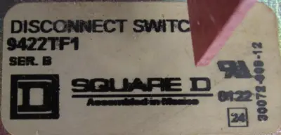 NEW SQUARE D 9422TF1 DISCONNECT SWITCH 200A