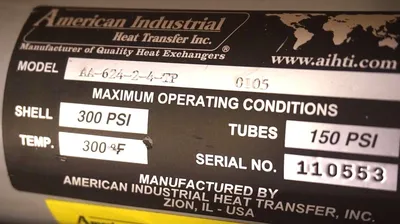 NEW AMERICAN INDUSTRIAL AA-624-2-4-TP HEAT EXCHANGER 300PSI, 150PSI, AA62424TP