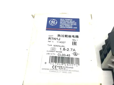 USED GENERAL ELECTRIC MANUAL OVERLOAD RELAY 1.8-2.7A