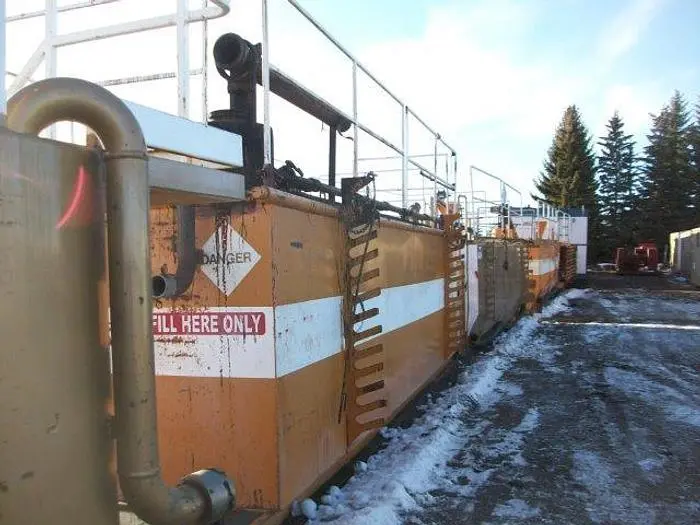 Used 24 M3 (150 BBL) SKID MOUNTED 2 COMPARTMENT MUD TANK Water Tanks Saskatchewan CA | Chad Equipment #466872