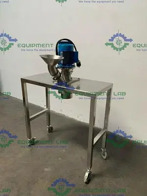 USED CUSTOM STAINLESS STEEL LAB MILL W/ ALPAK INDUCTION 1 HP MOTOR ON SS ROLLING CART