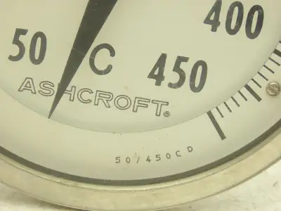 Ashcroft 50/450C Temp Thermometer Gauge 50-450°C 5"Dial 9"Stem Bi-Metal 1/2"NPT