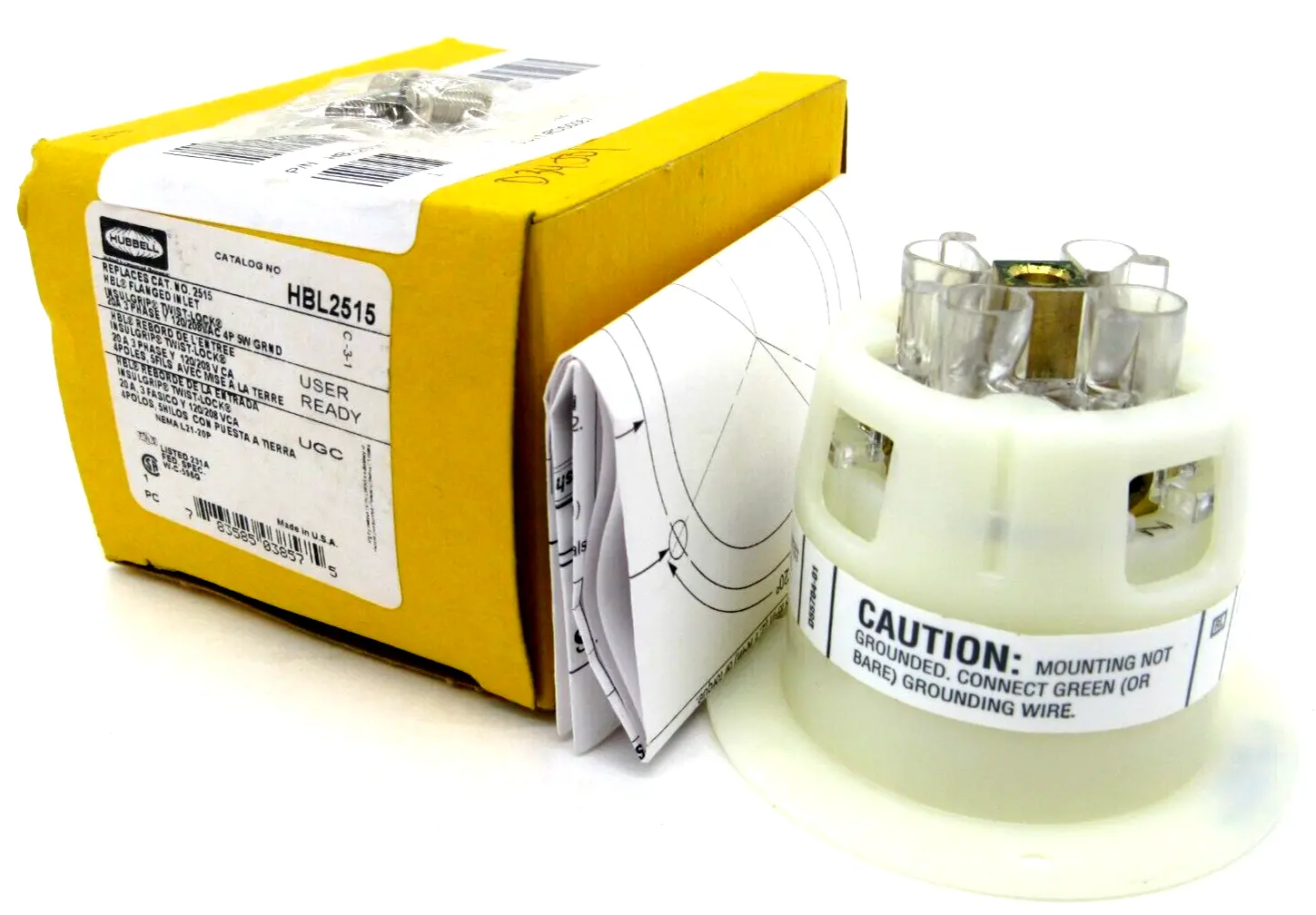 NEW HUBBELL HBL2515 LOCKING FLANGED-INLET