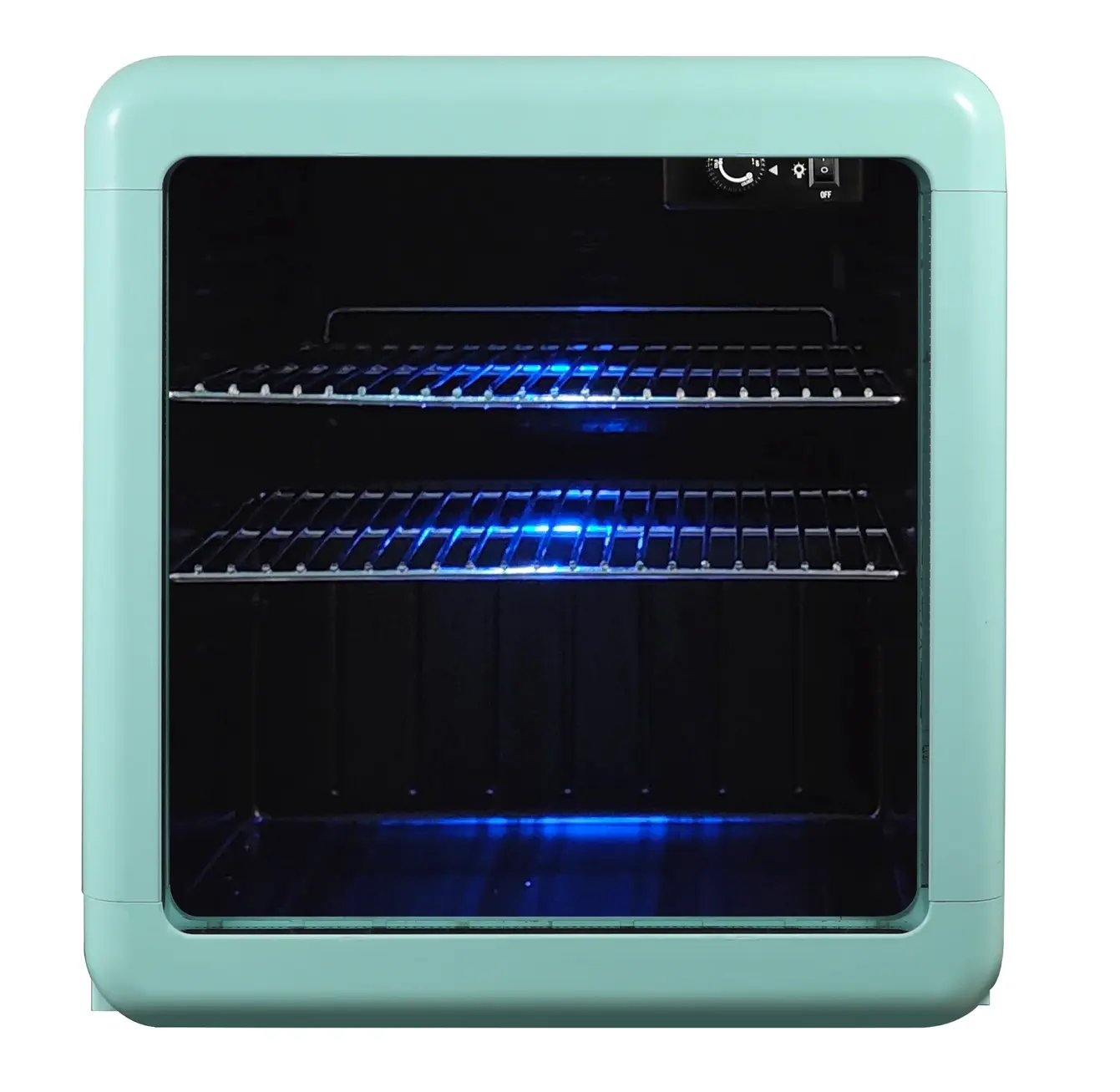 Magic Chef 1.7 CU. FT. RETRO BEVERAGE COOLER IN MINT GREEN